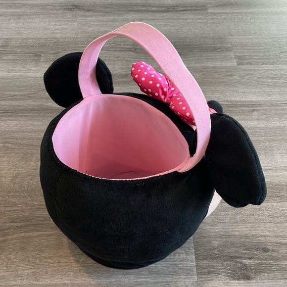 Disney Minnie Mouse Plush Basket with Pink Polka Dot Bow - Picture 4 of 5